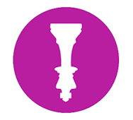 White silhouette of the Royal Norwegian Regalia crown on purple circular background.